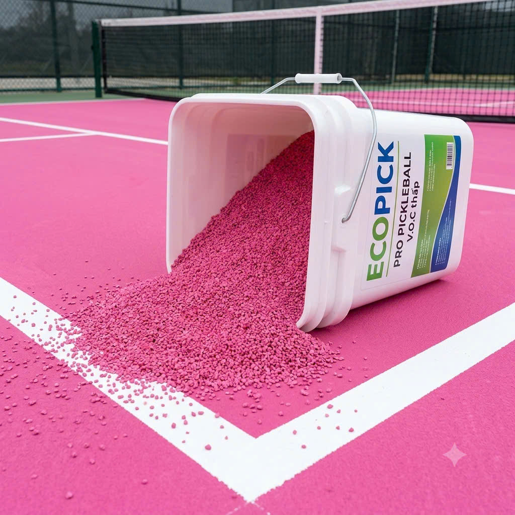 Thi công sân pcikleball với sơn an toàn sức khỏe